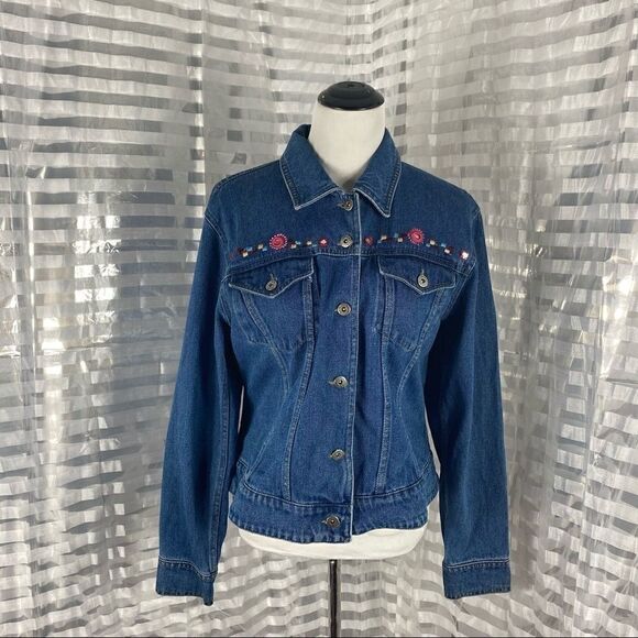 Agapo Denim Embroidered Jean Jacket - Picture 2 of 8